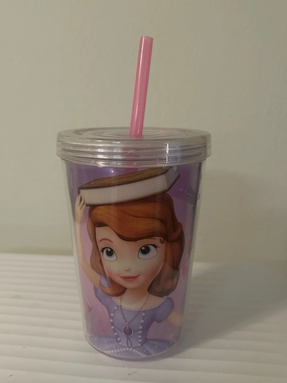 Purple Kids Character Tumbler with Pink Straw